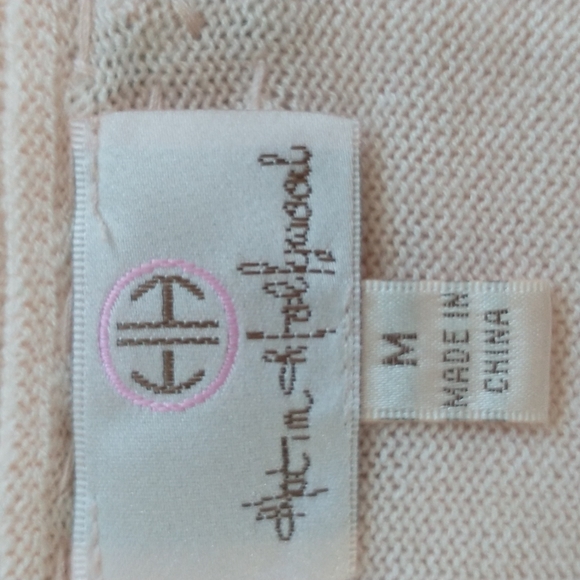 Hot in Hollywood cashmere blend V-Neck sweater pink blush rhinestones size M - Picture 7 of 8